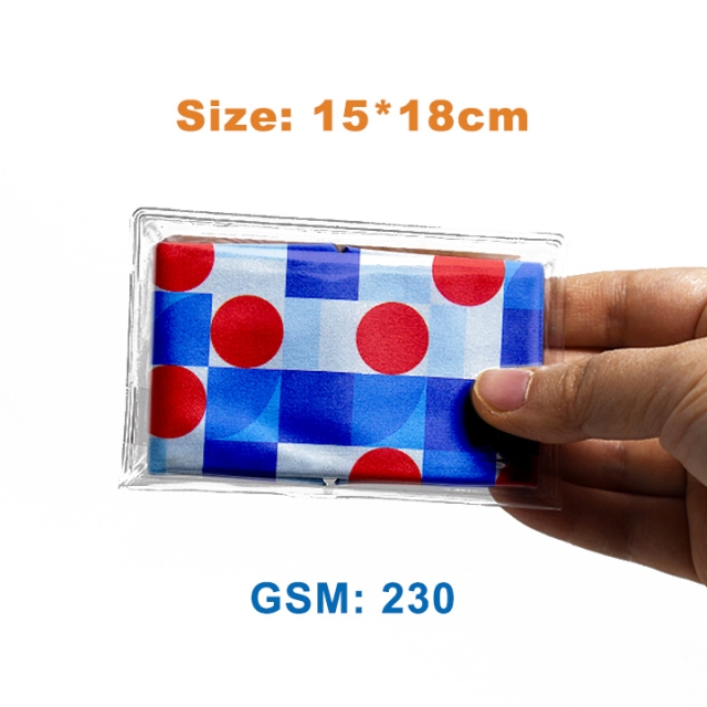 Individual PVC Package Digital Transfer Printing Microfiber cleaning cloth First quality soft 15x18cm